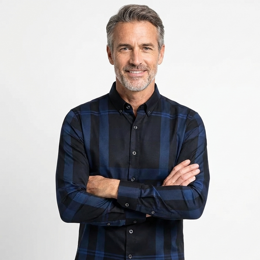 Herren-Seidenhemd Casual Karomuster